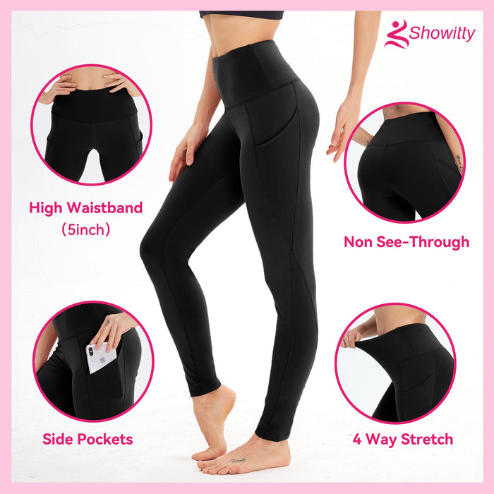 SHOWITTY 3 Pack Leggings for Women with Pockets