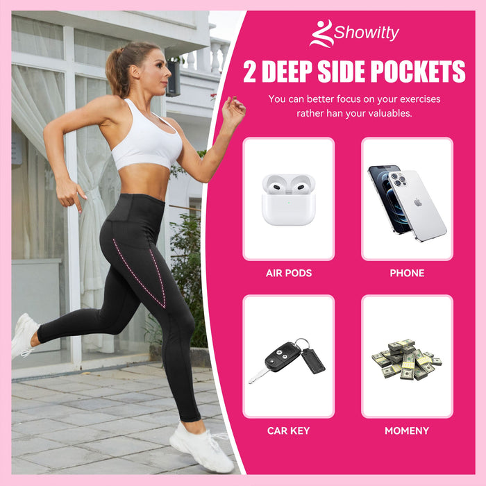 SHOWITTY 3 Pack Leggings for Women with Pockets