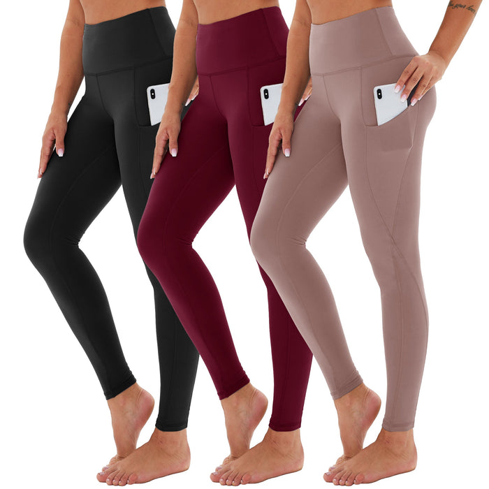 SHOWITTY 3 Pack Leggings for Women with Pockets